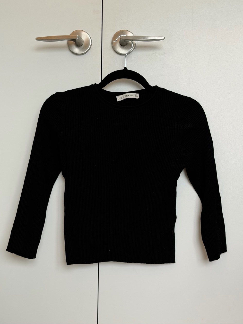 ZARA - Black Ribbed Knitted Top